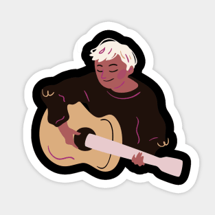 singer with guitar Sticker